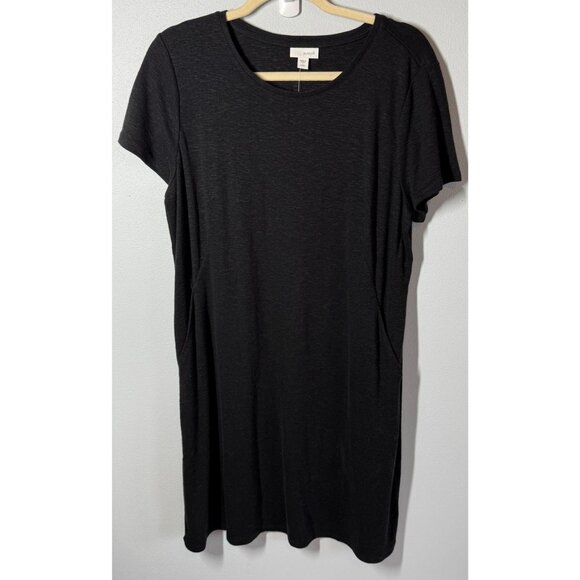 NWT Pure Jill by J.Jill Womens Slub Knit Lyocell Linen Dress Gray Large Petite - Picture 1 of 11